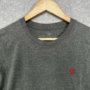 WRLDINVSN Mens T-Shirt Large‎ Gray Crewneck Embroidered Red Logo Streetwear